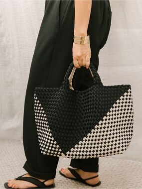 Naghedi Black & Cream Woven Tote